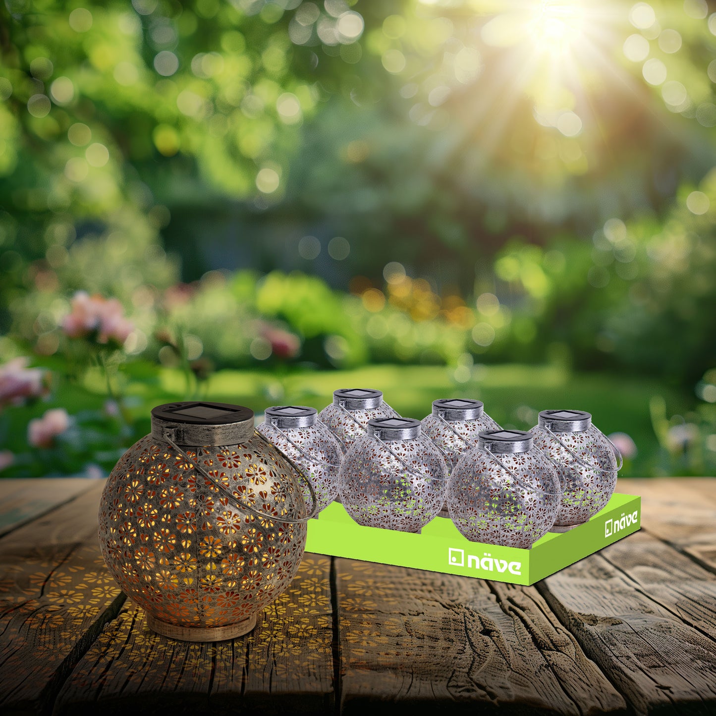LED Deko-Solarleuchte L/B: 18cm silber