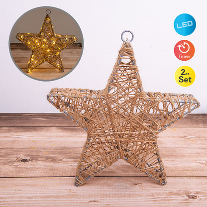 2er-Set LED Weihnachtsdeko "Metallstern" L/B: 25 cm