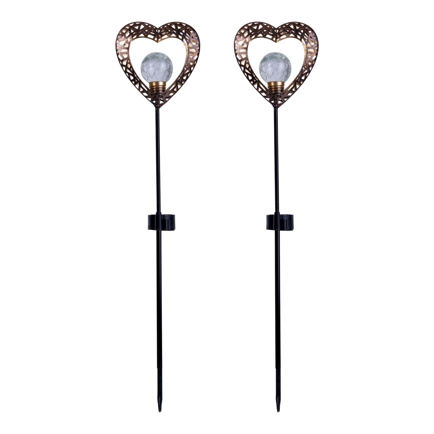 2er-Set LED Solarerdspieß "HERZ" H: 59cm