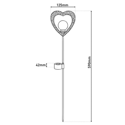 2er-Set LED Solarerdspieß "HERZ" H: 59cm