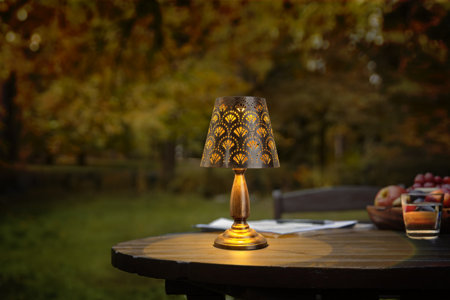 LED Solar-/Tischleuchte "ELSA" H: 30,8cm antik-messing