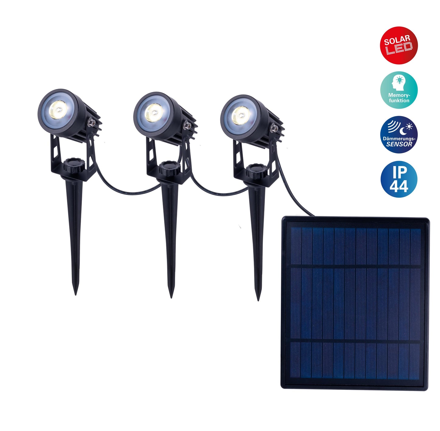 3er LED Solarspot mit Erdspieß "SPOTI"