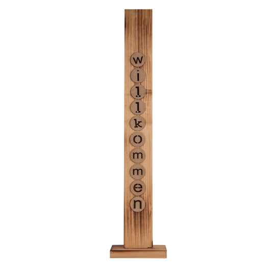 LED-Holz-Dekoleuchte "WILLKOMMEN"