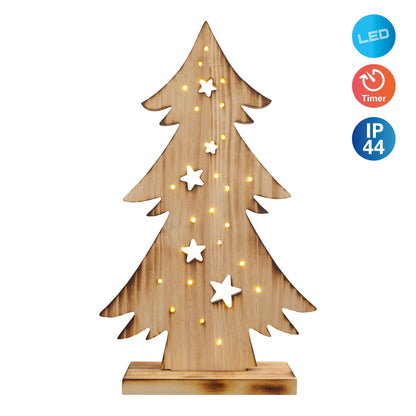 LED Holz-/Dekoleuchte "TANNENBAUM" H:47cm natur
