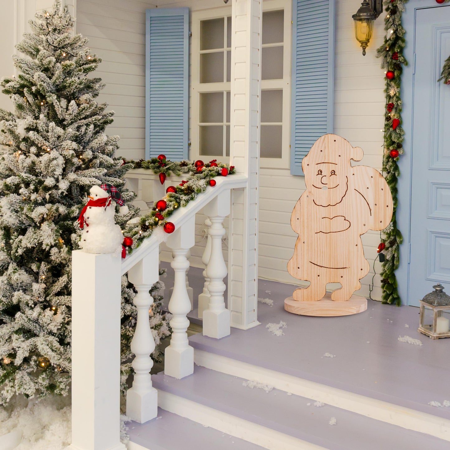LED-Holz-Dekoleuchte "SANTA" groß