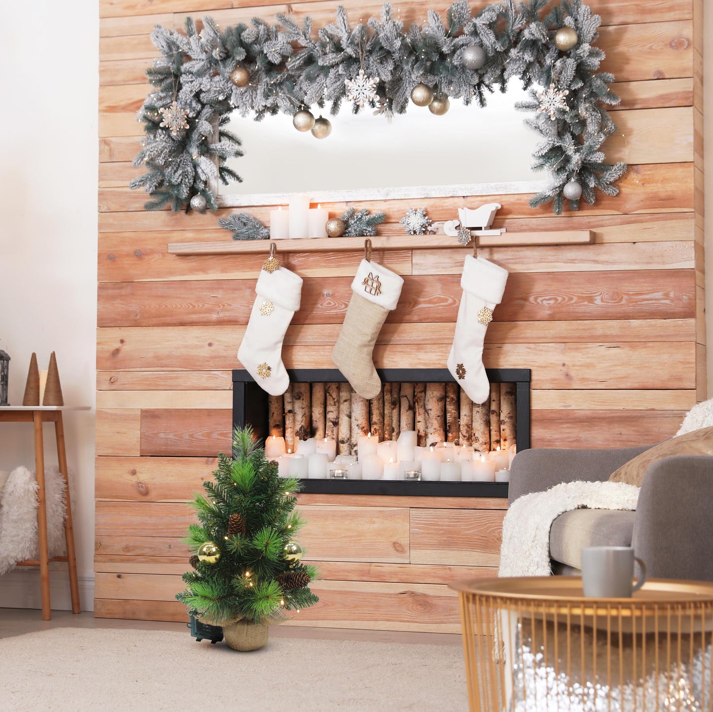 LED-Tannenbaum "NOEL" gold