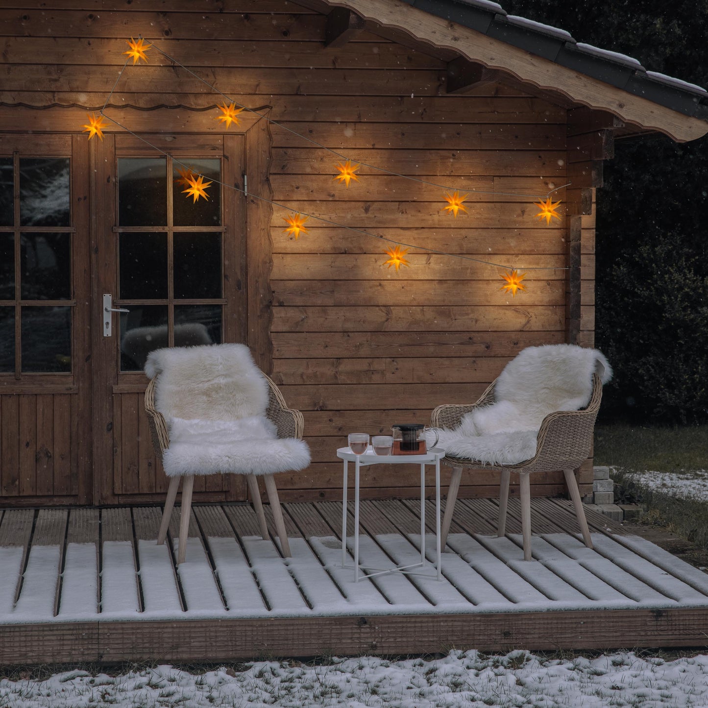 LED Lichterkette "3D-STERNE" gelb