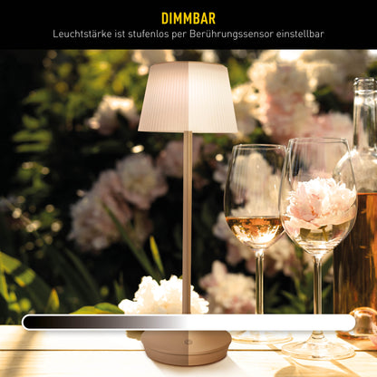 LED / CCT Solar-/ Akkutischleuchte "EMMI" H: 38cm almond