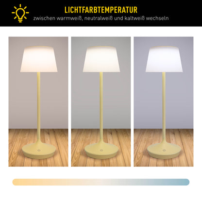 LED / CCT Solar-/ Akkutischleuchte "EMMI" H: 38cm gelb