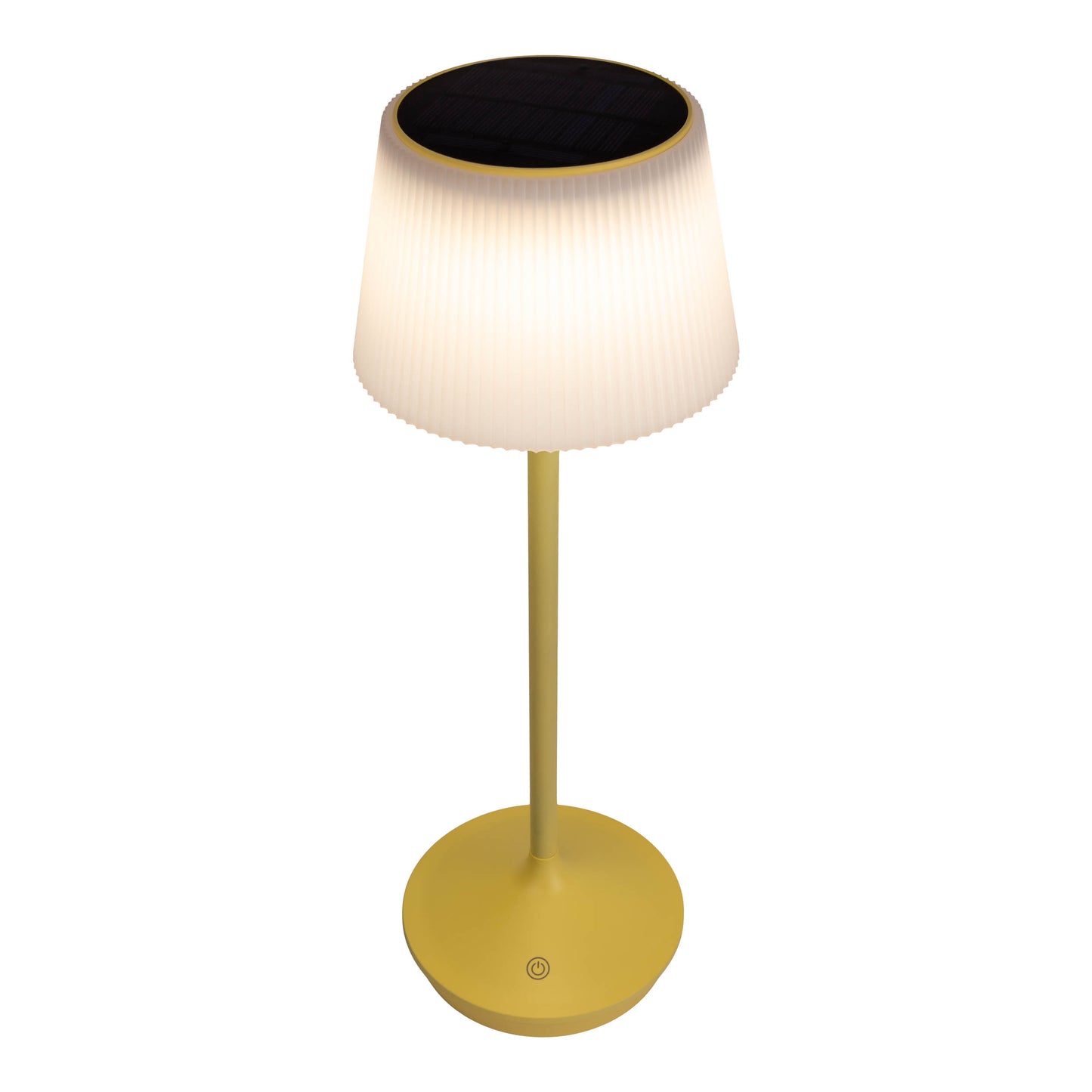 LED / CCT Solar-/ Akkutischleuchte "EMMI" H: 38cm gelb