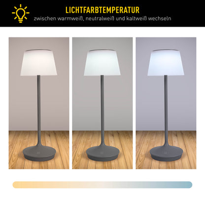 LED / CCT Solar-/ Akkutischleuchte "EMMI" H: 38cm grau