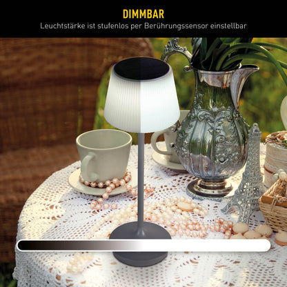 LED / CCT Solar-/ Akkutischleuchte "EMMI" H: 38cm grau