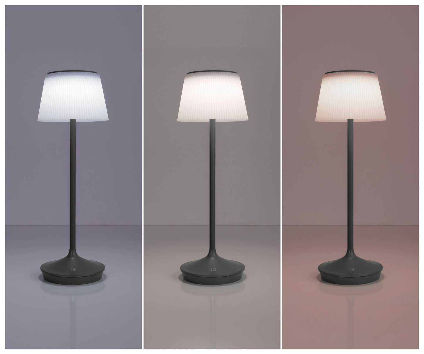 LED / CCT Solar-/ Akkutischleuchte "EMMI" H: 38cm grau