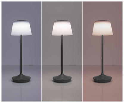LED / CCT Solar-/ Akkutischleuchte "EMMI" H: 38cm grau