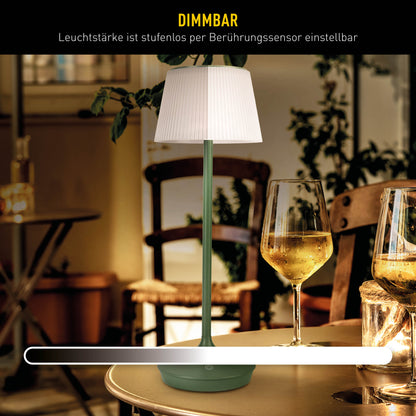 LED / CCT Solar-/ Akkutischleuchte "EMMI" H: 38cm grün