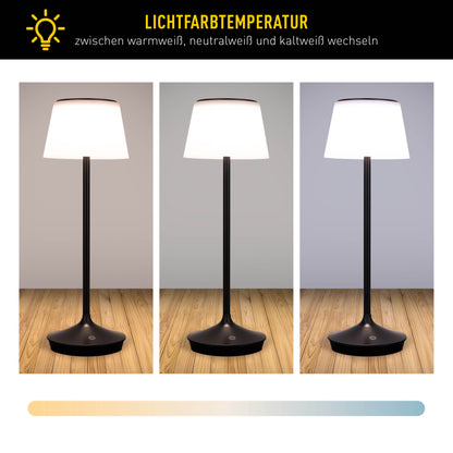 LED / CCT Solar-/ Akkutischleuchte "EMMI" H: 38cm schwarz