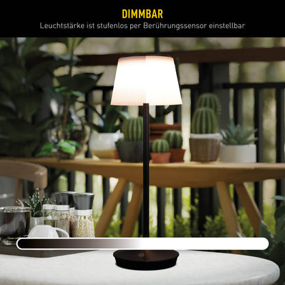 LED / CCT Solar-/ Akkutischleuchte "EMMI" H: 38cm schwarz