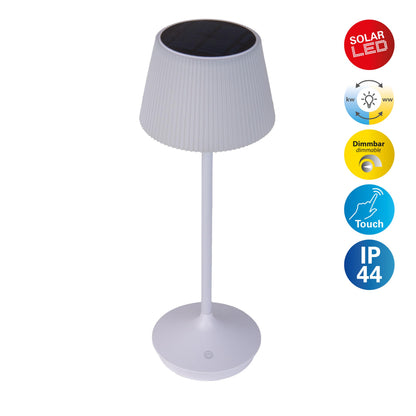 LED / CCT Solar-/ Akkutischleuchte "EMMI" H: 38cm weiß