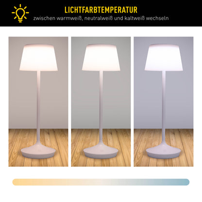 LED / CCT Solar-/ Akkutischleuchte "EMMI" H: 38cm weiß