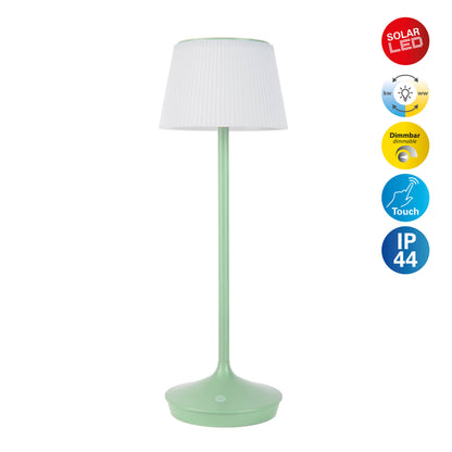 LED / CCT Solar-/ Akkutischleuchte "EMMI" H: 38cm mint