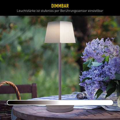 LED / CCT Solar-/ Akkutischleuchte "EMMI" H: 38cm grau/brombeer