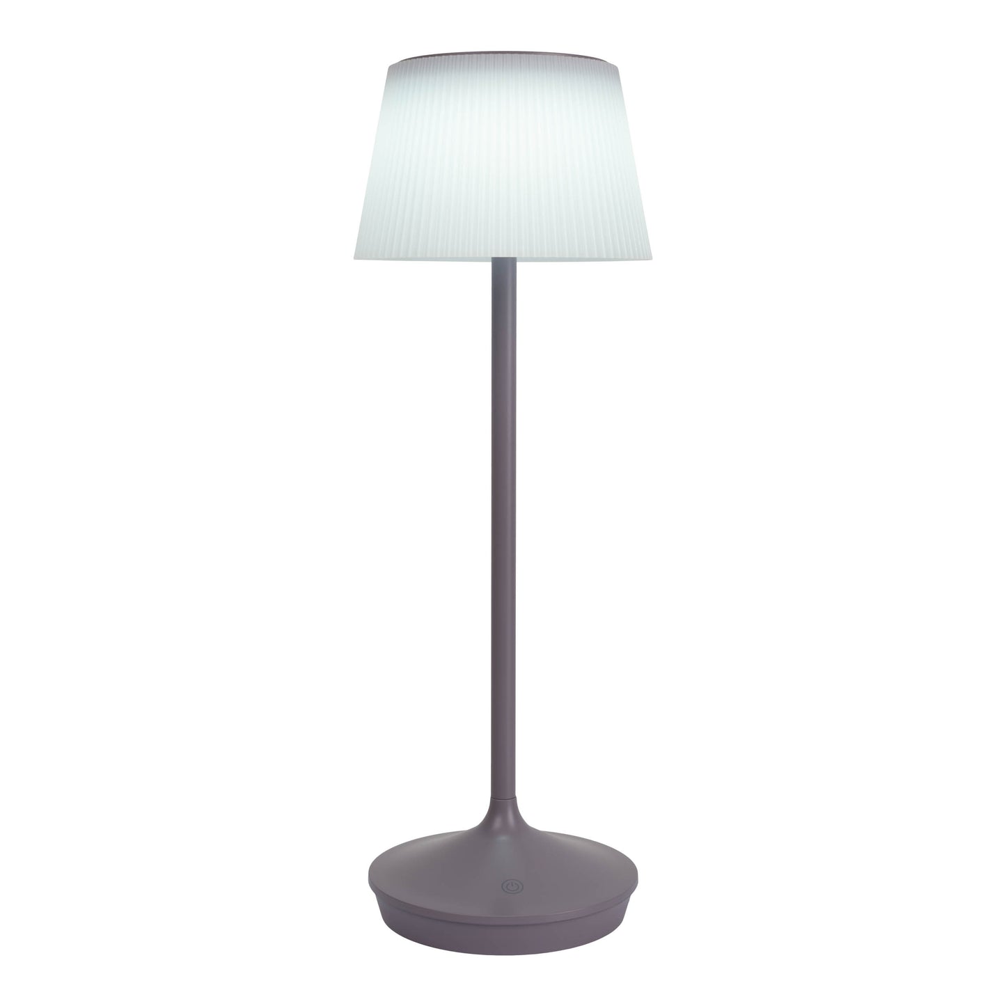 LED / CCT Solar-/ Akkutischleuchte "EMMI" H: 38cm grau/brombeer