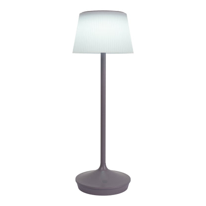 LED / CCT Solar-/ Akkutischleuchte "EMMI" H: 38cm grau/brombeer