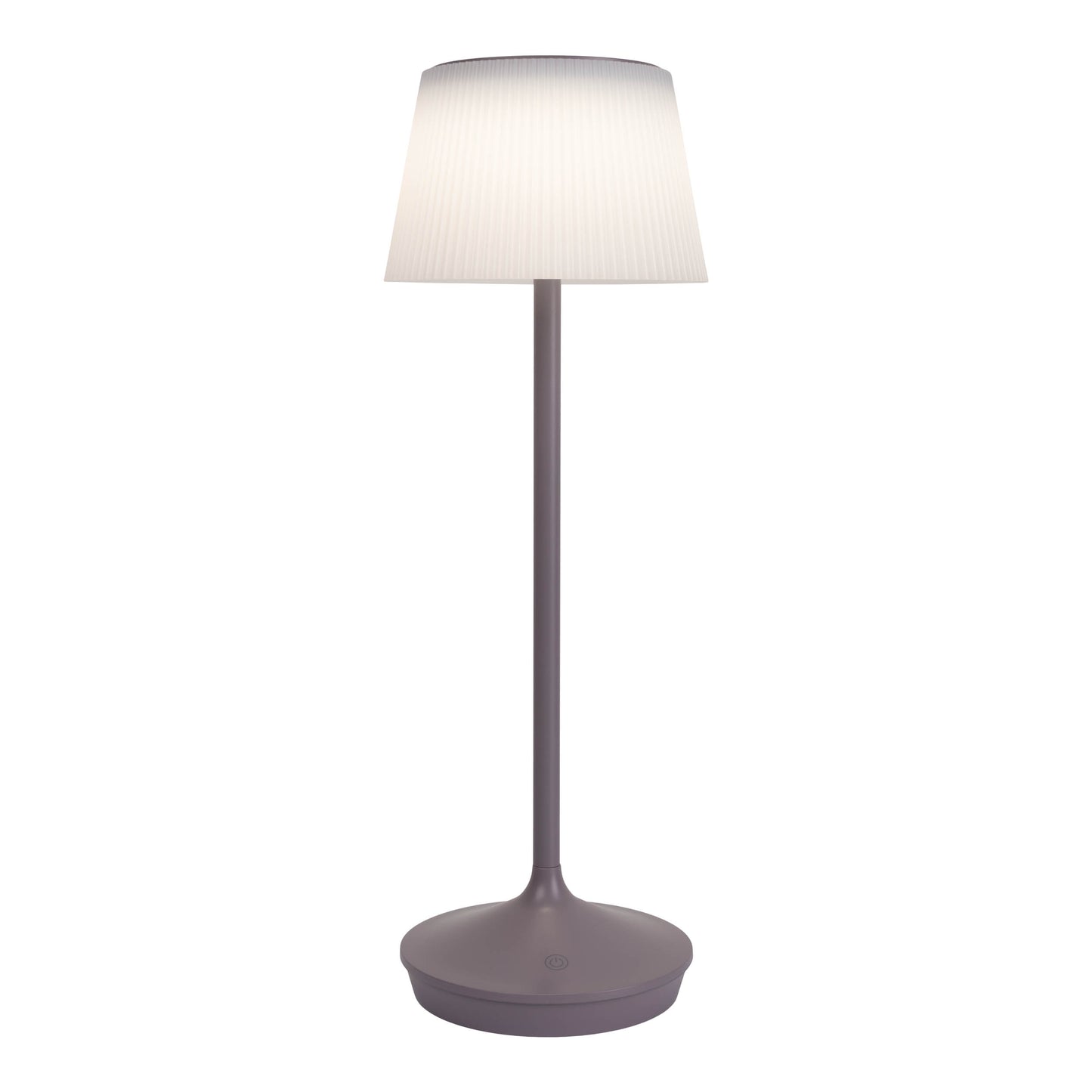 LED / CCT Solar-/ Akkutischleuchte "EMMI" H: 38cm grau/brombeer