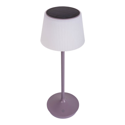 LED / CCT Solar-/ Akkutischleuchte "EMMI" H: 38cm grau/brombeer