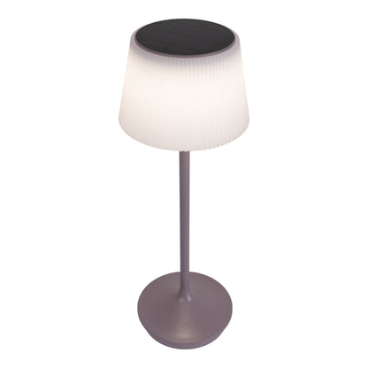 LED / CCT Solar-/ Akkutischleuchte "EMMI" H: 38cm grau/brombeer