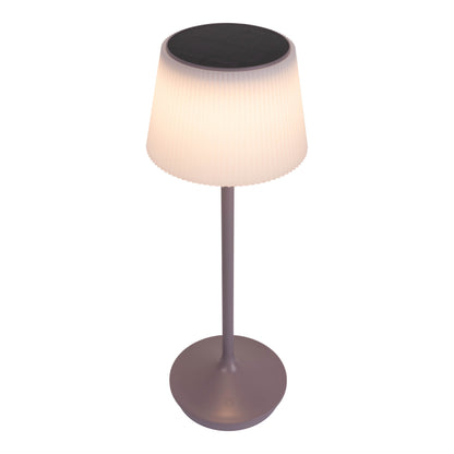 LED / CCT Solar-/ Akkutischleuchte "EMMI" H: 38cm grau/brombeer