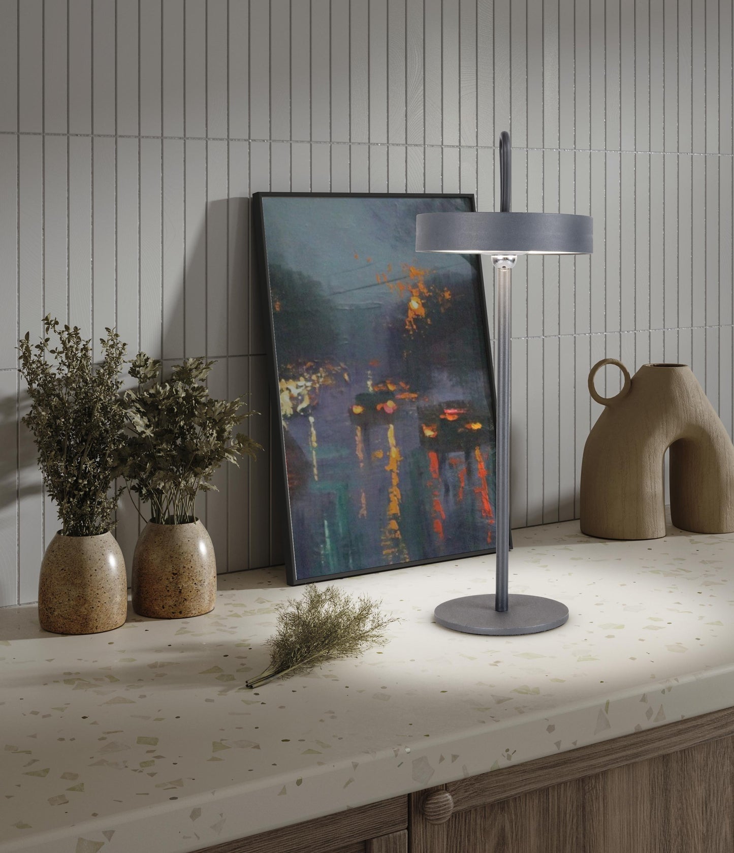LED Akku-/Tischleuchte Magnetisch "ELLA" grau