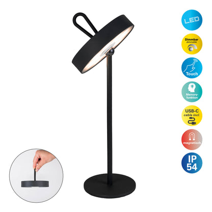 LED Akku-/Tischleuchte Magnetisch "ELLA" schwarz