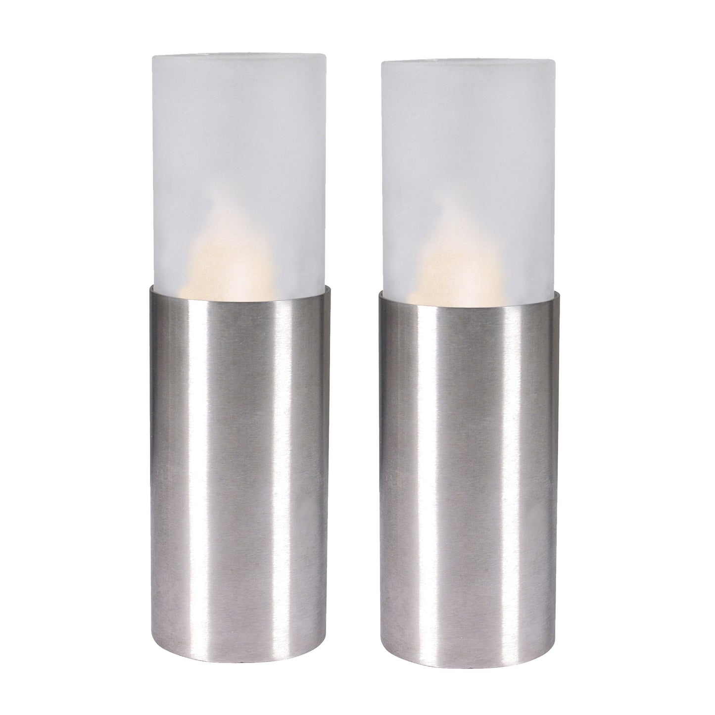 2er-Set LED Kerze H: 17,5 cm, aus Metall und Glas in weiß, LED Platine