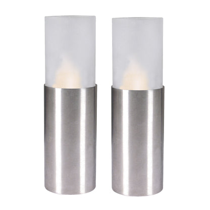 2er-Set LED Kerze H: 17,5 cm, aus Metall und Glas in weiß, LED Platine