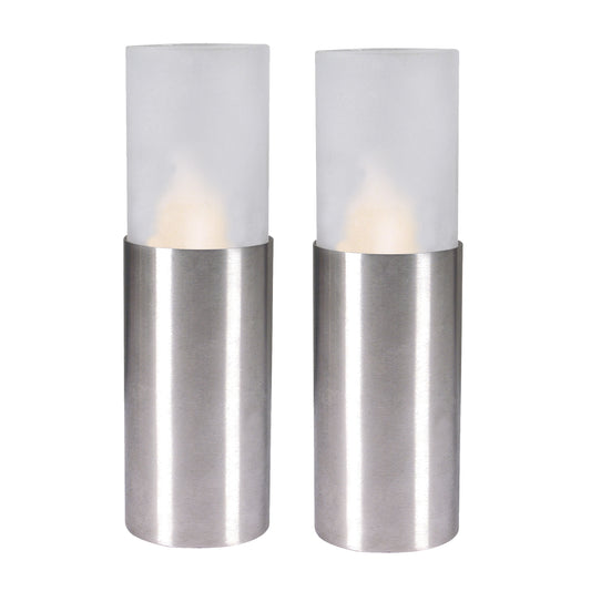 2er-Set LED Kerze H: 17,5 cm, aus Metall und Glas in weiß, LED Platine