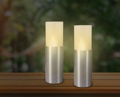 2er-Set LED Kerze H: 17,5 cm, aus Metall und Glas in weiß, LED Platine