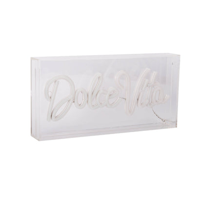 LED Schriftleuchte "DOLCE VITA" Schild mit Tisch-/Wandfunktion L:30cm