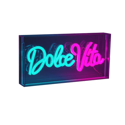 LED Schriftleuchte "DOLCE VITA" Schild mit Tisch-/Wandfunktion L:30cm
