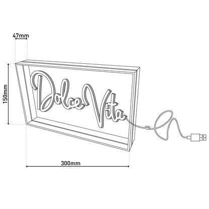 LED Schriftleuchte "DOLCE VITA" Schild mit Tisch-/Wandfunktion L:30cm