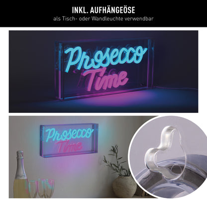 LED Schriftleuchte "PROSECCO TIME" Schild mit Tisch-/Wandfunktion L:30cm