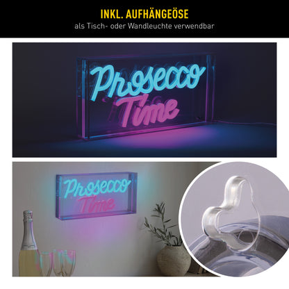 LED Schriftleuchte "PROSECCO TIME" Schild mit Tisch-/Wandfunktion L:30cm
