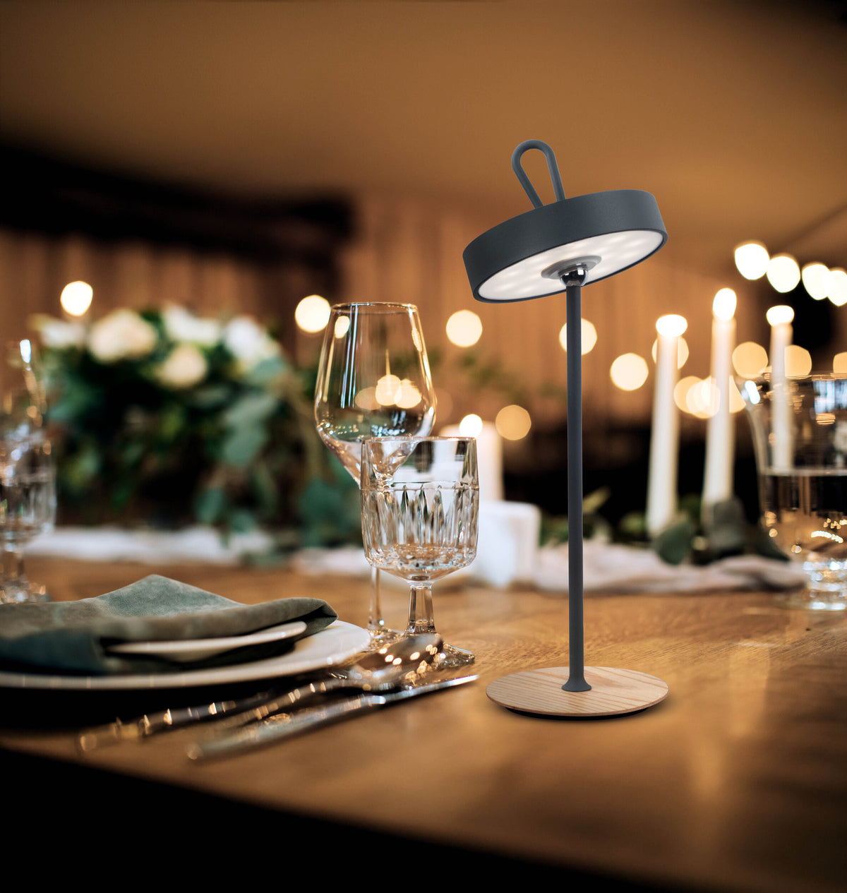 LED-Akku-Tischleuchte "ELLI" grau