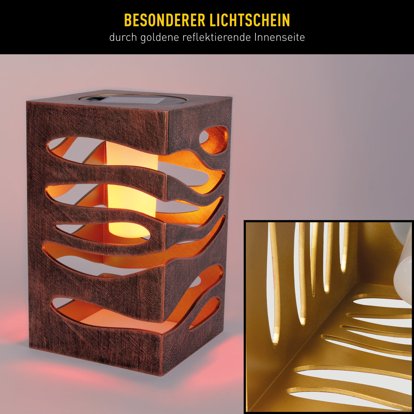 LED Deko/Solarleuchte "HILDA" L/B: 12,3cm gold