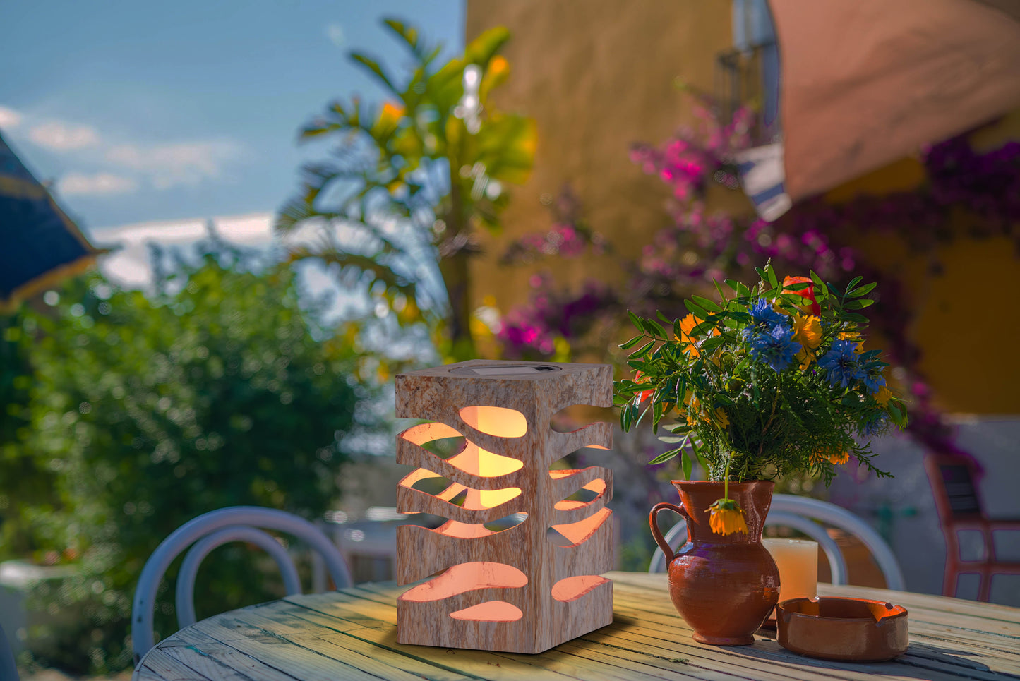 LED Deko/Solarleuchte "HILDA" L/B: 12,3cm silber