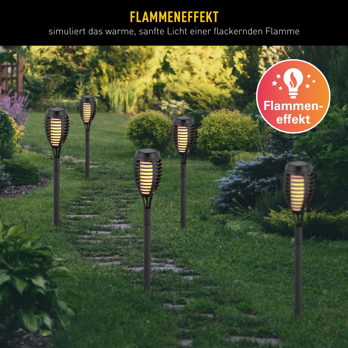 5er-Set Solar-/Fackelerdspieß "FANILO" H: 47cm