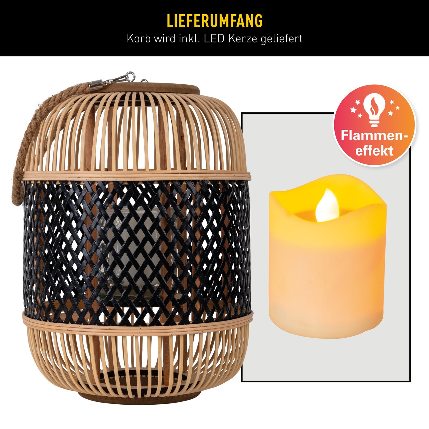 Solar Dekoleuchte "KORBINIAN" Inkl. Flammeneffekt H: 31,5cm