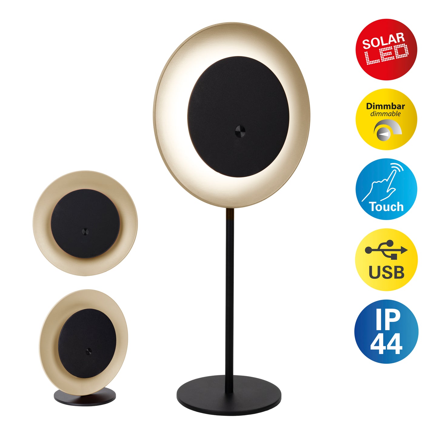 4in1 Akku-/Solar-/Tisch-/Hängeleuchte "SOLAN" H: 41,5cm almond