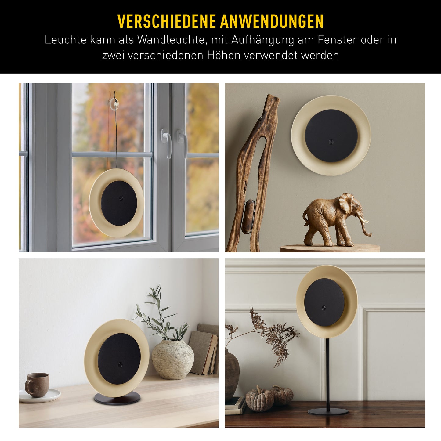 4in1 Akku-/Solar-/Tisch-/Hängeleuchte "SOLAN" H: 41,5cm almond