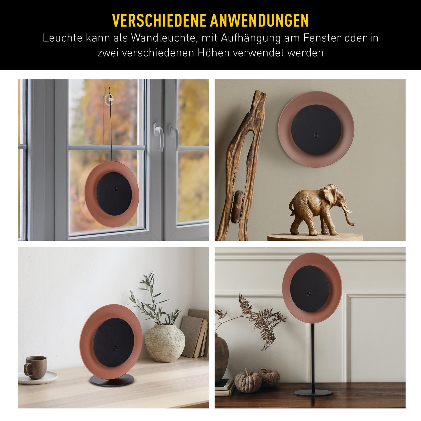 4in1 Akku-/Solar-/Tisch-/Hängeleuchte "SOLAN" H: 41,5cm mocha mousse
